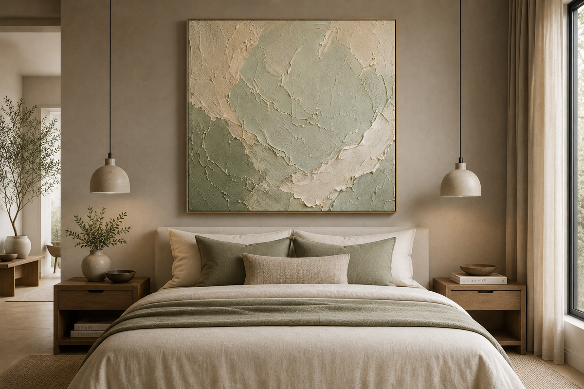 SAGE 01 — Hand-Painted Textured Wall Art