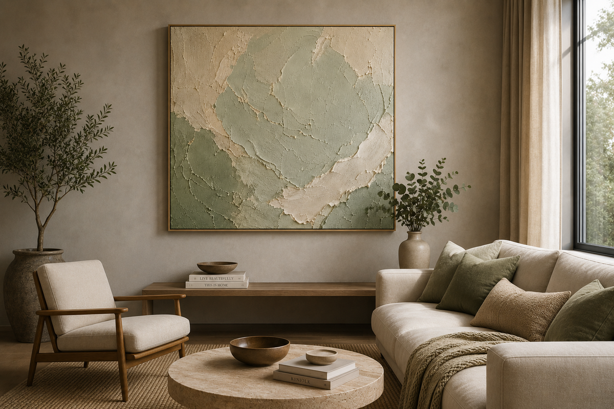 SAGE 01 — Hand-Painted Textured Wall Art