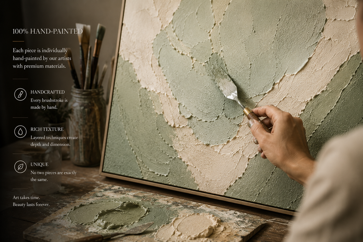 SAGE 01 — Hand-Painted Textured Wall Art